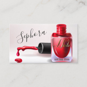 Nail Art Technician - Red Nail Polish2 Business Card