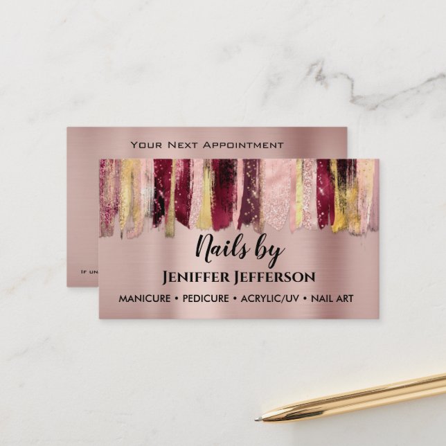 NAIL ARTIST appointment Business Card (Front/Back In Situ)