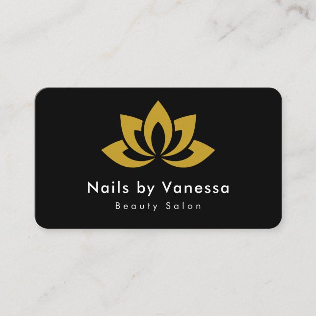 Nail Artist Beauty Salon Black Business Card (Front)