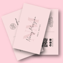 Nail Artist Blush Pink Monogram Qr Code Logo