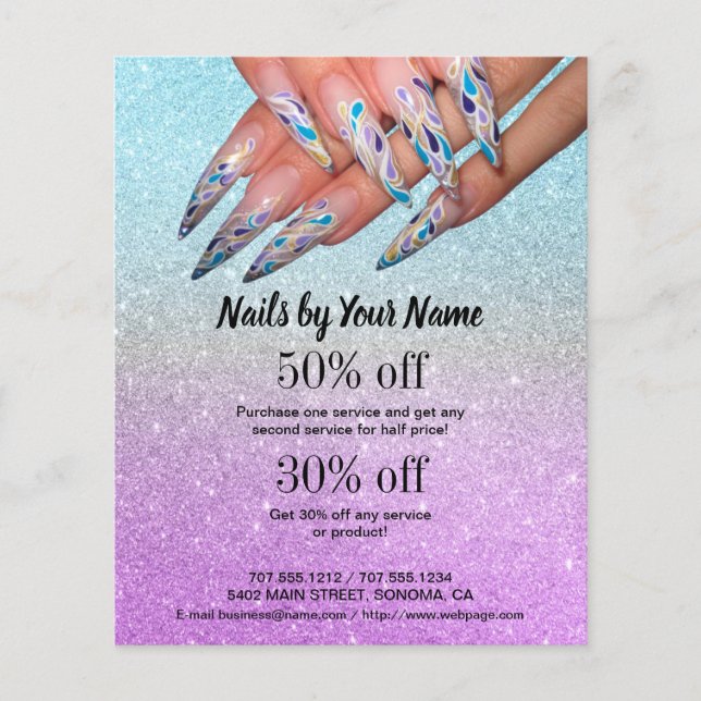 nail artist business personalised flyer (Front)