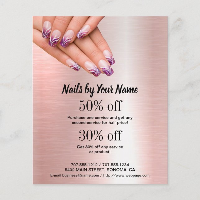 nail artist business personalised flyer (Front)