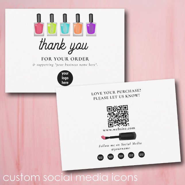 Nail Artist Business Thank You Logo Social Media Card (Nail Artist Business Thank You Logo Social Media)