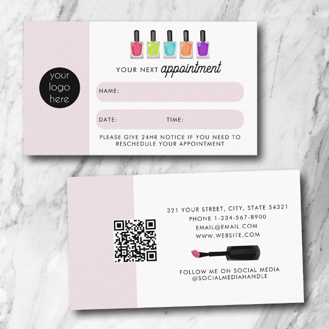 Nail Artist Client Appointment Card QR Code Logo (Nail Artist Client Appointment Card QR Code Logo)