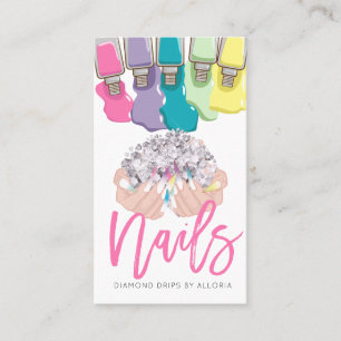 Nail Artist Dripping Polish Hand Logo Nail Salon Business Card