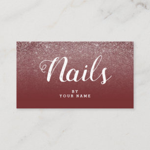 Nail Artist Elegant Burgundy Glitter Business Card