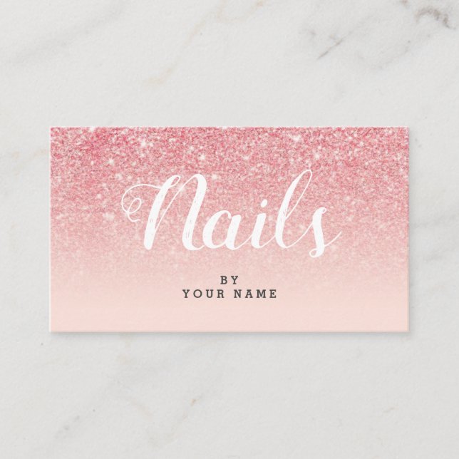 Nail Artist Elegant Pink Rose Gold Business Card (Front)