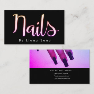 Nail Artist Glow Script and Photo Salon Pink Business Card