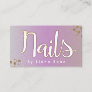 Nail Artist Glow Script and Photo Salon Pink Gold Business Card