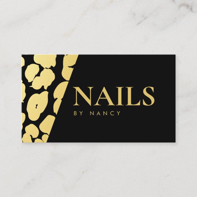 Nail Artist Gold Leopard Print  Business Card (Front)