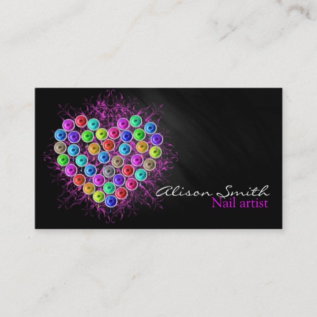 Nail Artist/Heart of Nail Polish Business Card (Front)