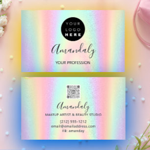 Nail  Artist Lash Hairdresser Logo QR Holograph Business Card