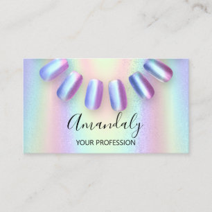 Nail Artist Logo Holograph Blue Mermaids Business Card