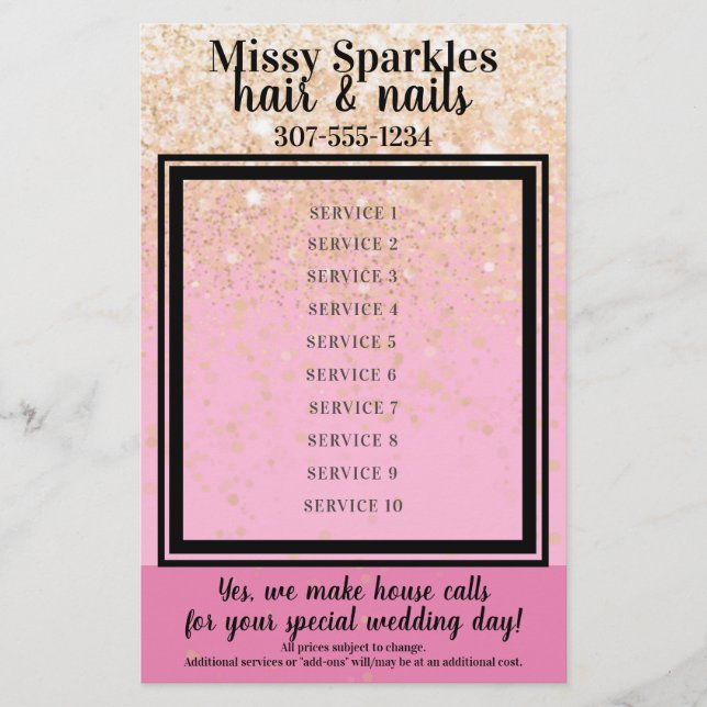 Nail artist manicure pedicure salon price list flyer (Front)