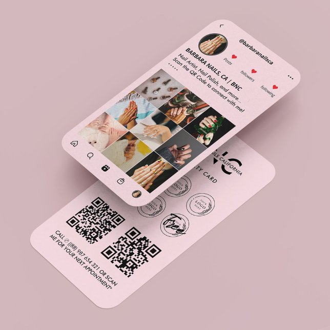 Nail Artist Manicurist Pink IG Loyalty Card  (Creator Uploaded)