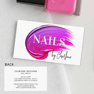 Nail Artist Modern Script Typography Pink Polish Business Card