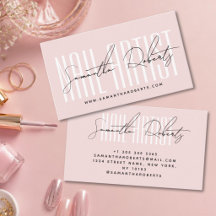 Nail artist modern typography script blush pink