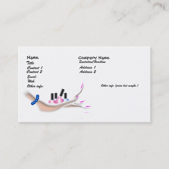 Nail Artist Nail Technician Salon Business Card (Front)