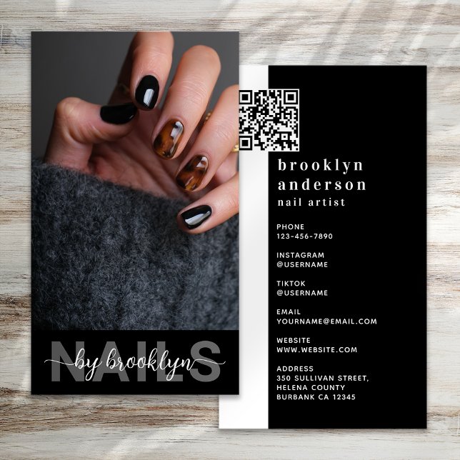 Nail Artist Photo QR Code Business Card (Creator Uploaded)