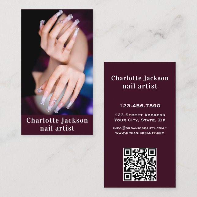 Nail Artist Photo QR Code Business Card (Front/Back)