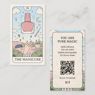 Nail Artist Pink Pastel Tarot Business Card