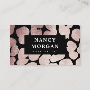 Nail Artist Rose Gold Glitter Cheetah Business Card