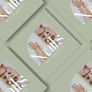Nail Artist Sage Green Photo Collage Social Media Square Business Card