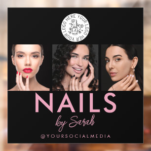 Nail Artist Salon Logo Black Pink Social Media Window Cling