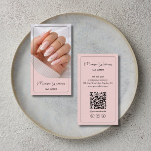 Nail Artist Salon Manicurist QR Pink Business Card