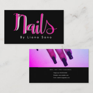Nail Artist Script and Photo Salon Pink Business Card