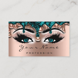 Nail Artist teal Drips Rose Lash Makeup Blue Wax Business Card