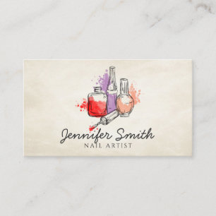 Nail Artist - Watercolor art Business Card