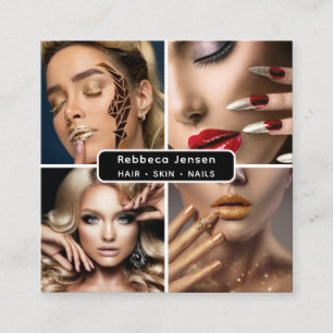 Nail Beaty Salon Makeup Artist Photo QR Code  Square Business Card