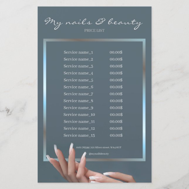 Nail Beauty Salon Background & Frame Price List (Front)