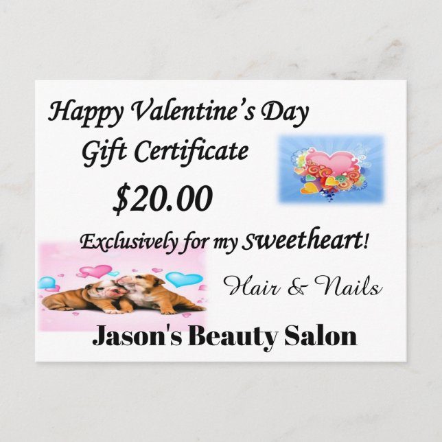Nail & Beauty Salon, Barbershop, Gift Certificates Postcard (Front)