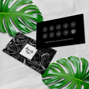 Nail   Beauty Salon Loyalty Card Black Roses