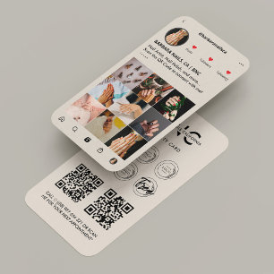 Nail Beauty Salon Manicurist Beige Tan IG Loyalty Business Card