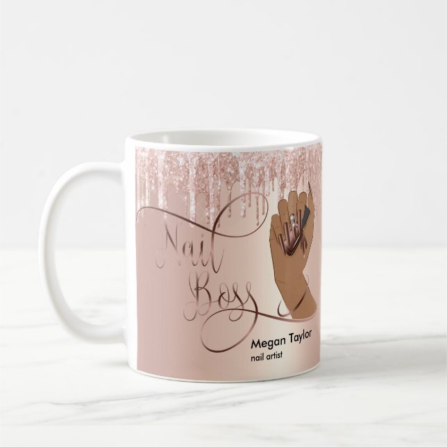 Nail Boss, gift for nail Technician manicure Coffee Mug (Left)
