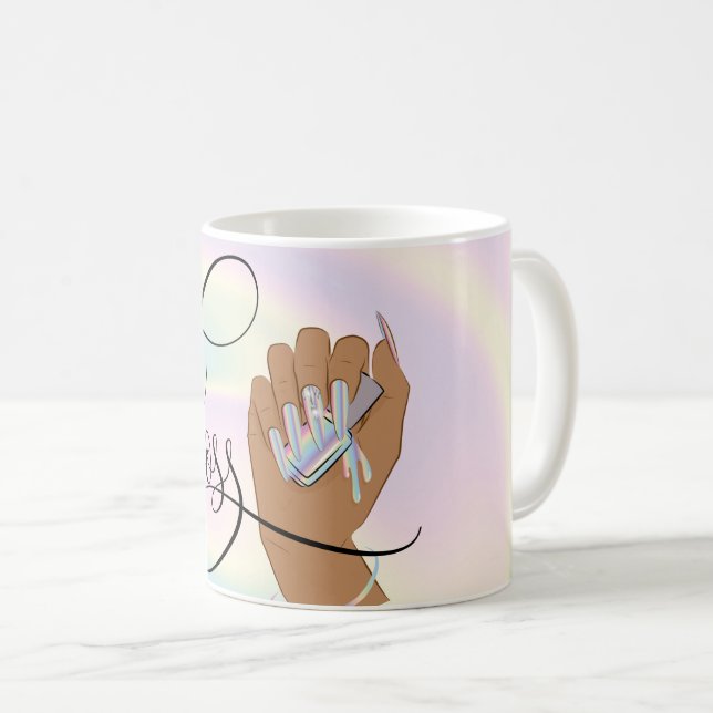 Nail Boss, nail Technician, long nails, Holograph Coffee Mug (Front Right)