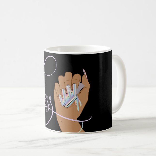 Nail Boss, nail Technician, long nails, Holograph  Coffee Mug (Front Right)