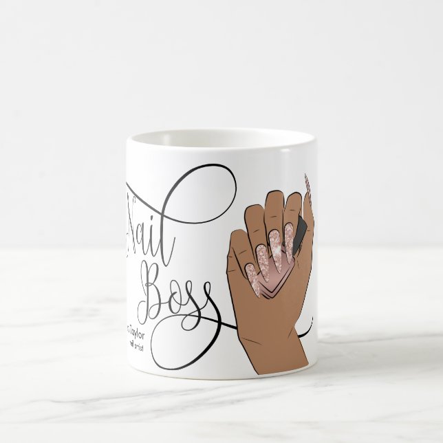 Nail Boss, nail Technician, long nails, manicure C Coffee Mug (Center)