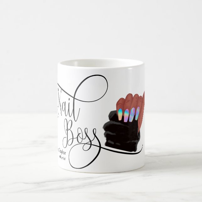 Nail Boss, nail Technician, long nails, manicure C Coffee Mug (Center)
