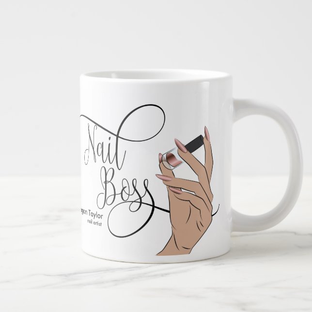 Nail Boss, nail Technician, long nails, manicure C Large Coffee Mug (Right)
