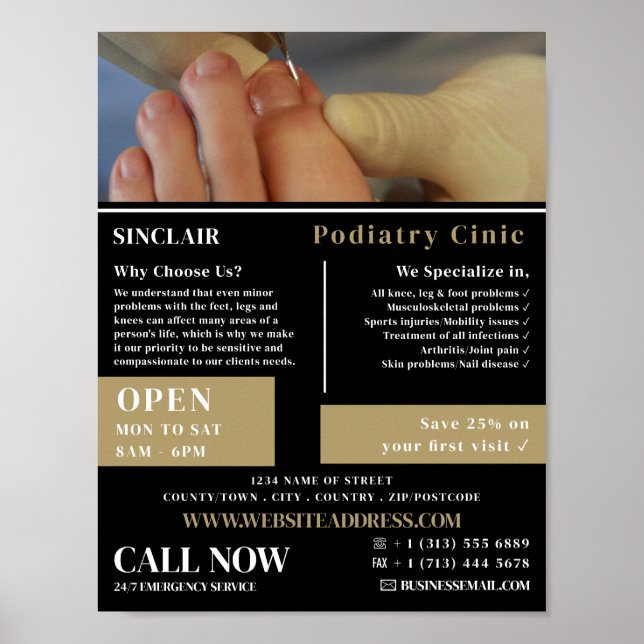 Nail Care Portrait, Podiatry Clinic, Podiatrist Poster (Front)