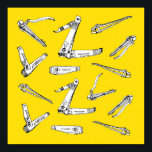 Nail Clips, Wall Art Illustration |<br><div class="desc">This cute little piece of wall art doesn't take itself too seriously,  illustrating the fine art of nail clippers! this bright yellow hand-drawn poster looks great hung on the wall in powder room .</div>