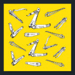 Nail Clips, Wall Art Illustration |<br><div class="desc">This cute little piece of wall art doesn't take itself too seriously, illustrating the fine art of nail clippers! this bright yellow hand-drawn poster looks great hung on the wall in powder room .</div>