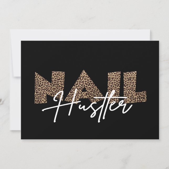 Nail Hustler Leopard Animal Invitation Card (Front)