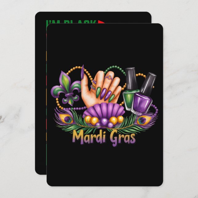 Nail Hustler Mardi Gras Black History Legacy Holiday Card (Front/Back)