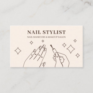 Nail Ivory Beige Manicure Stylist Makeup  Business Card