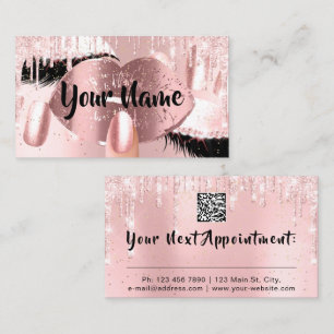 Nail Makeup Artist Rose Kiss Lip Lash QRCODE Logo  Business Card